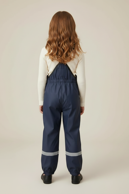 Pantalon De Pluie Bleu Marine Imperméable Bretelles Réfléchissant - Polyester - vue 2