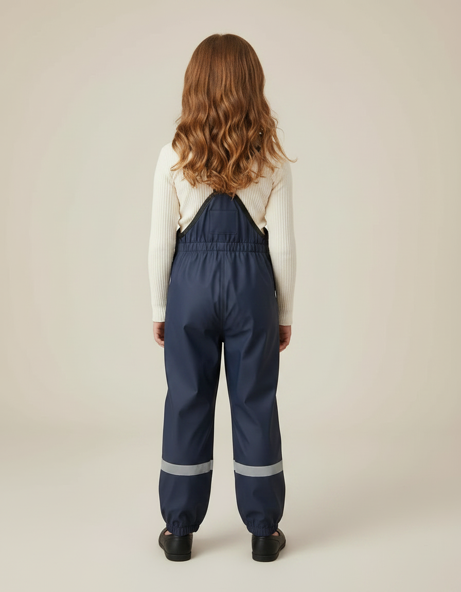 Pantalon De Pluie Bleu Marine Imperméable Bretelles Réfléchissant - Polyester - vue 2