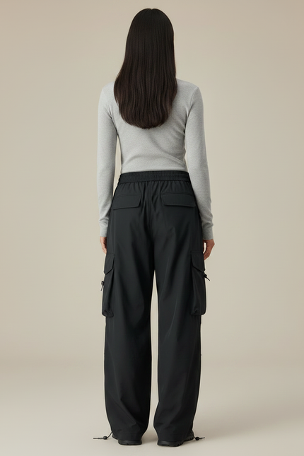 Pantalon De Pluie Noir Cargo Ample Femme Respirant - Polyester - vue 2