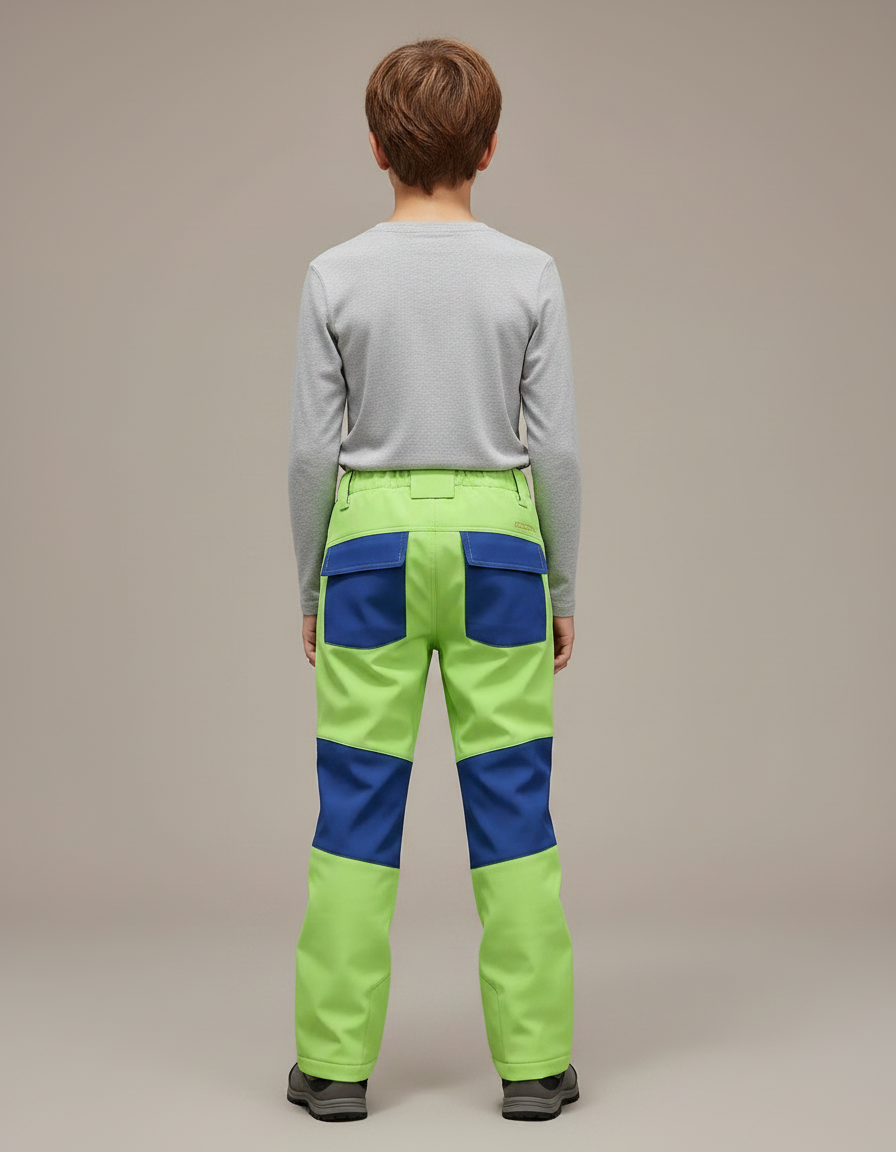 Pantalon De Pluie Vert Bleu Imperméable Enfant Softshell - Polyester - vue 2