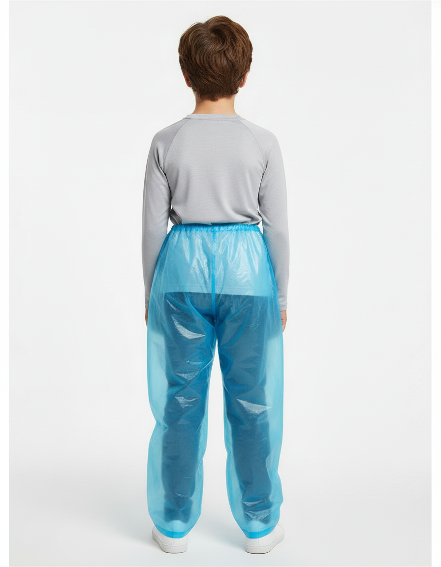 Pantalon De Pluie Bleu Transparent Jetable Enfant - Polyester - vue 2