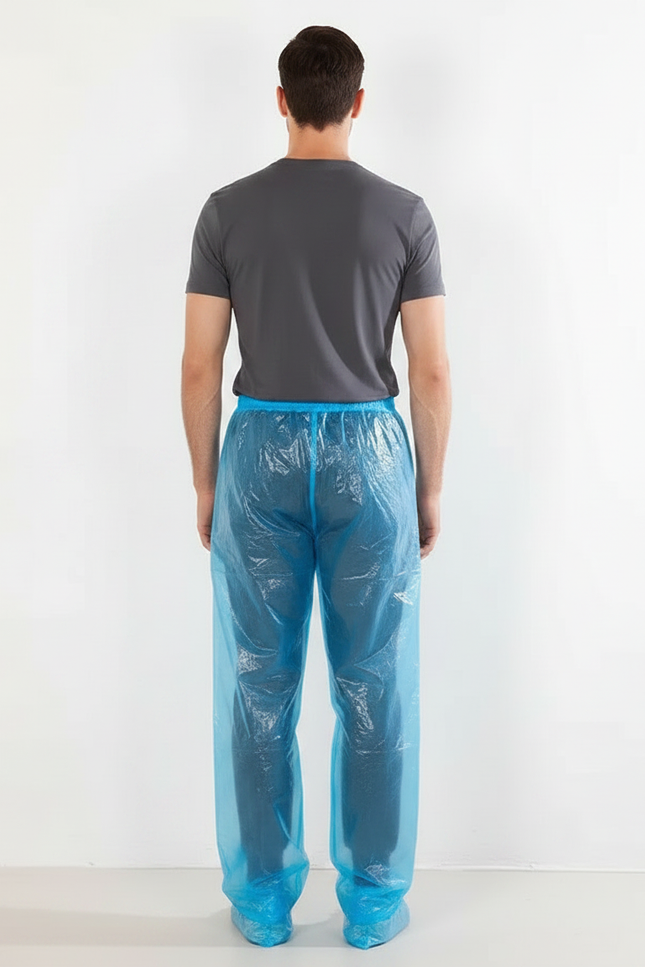 Pantalon De Pluie Bleu Transparent Jetable Ample Homme - Polyester - vue 2