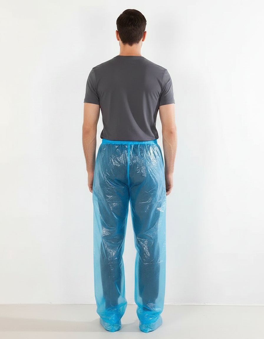 Pantalon De Pluie Bleu Transparent Jetable Ample Homme - Polyester - vue 2