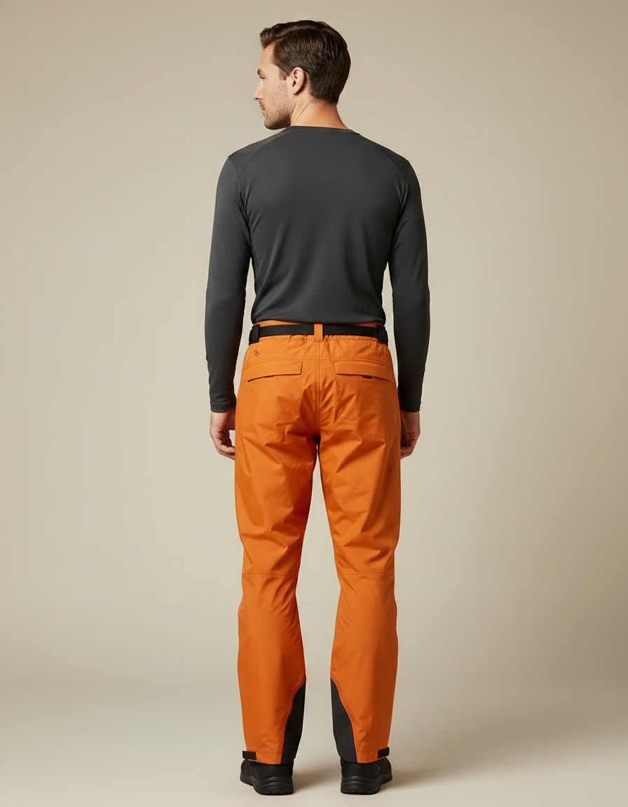 Pantalon De Pluie Orange Imperméable Ceinturé Homme Randonnée - Polyester - vue 2
