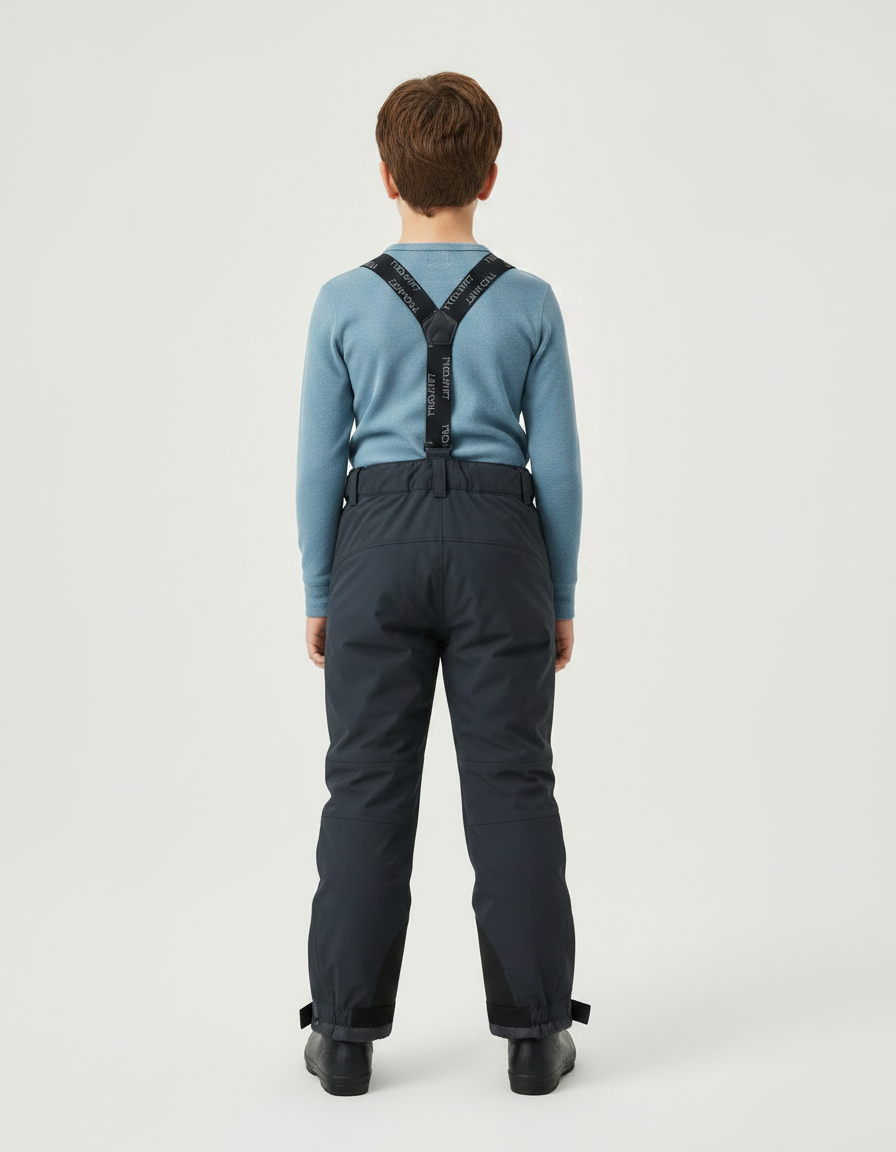 Pantalon De Pluie Gris Imperméable Bretelles Enfant - Polyester - vue 2