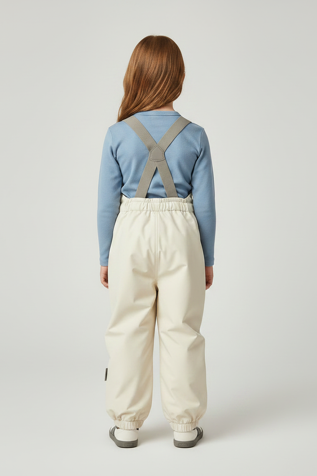 Pantalon De Pluie Beige Enfant Bretelles Imperméable Hiver - Polyester - vue 2
