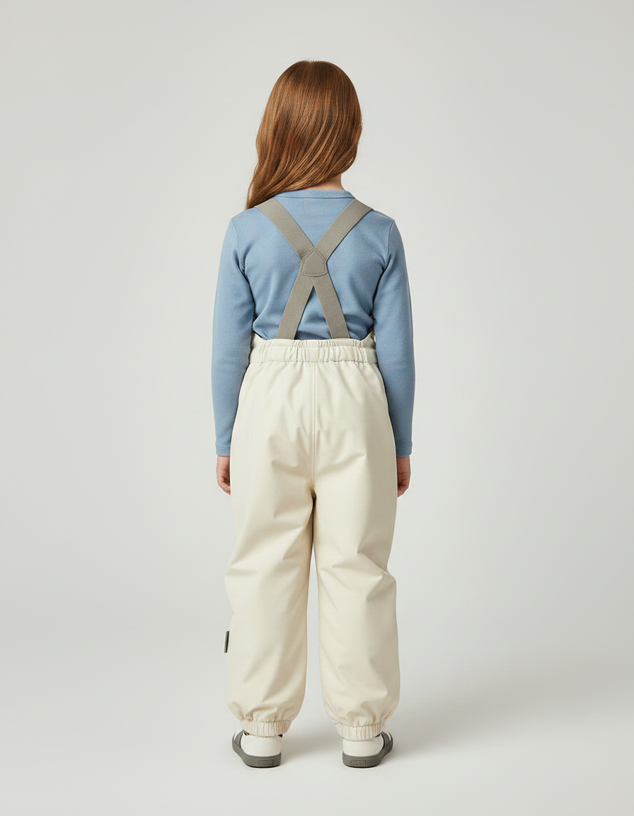 Pantalon De Pluie Beige Enfant Bretelles Imperméable Hiver - Polyester - vue 2
