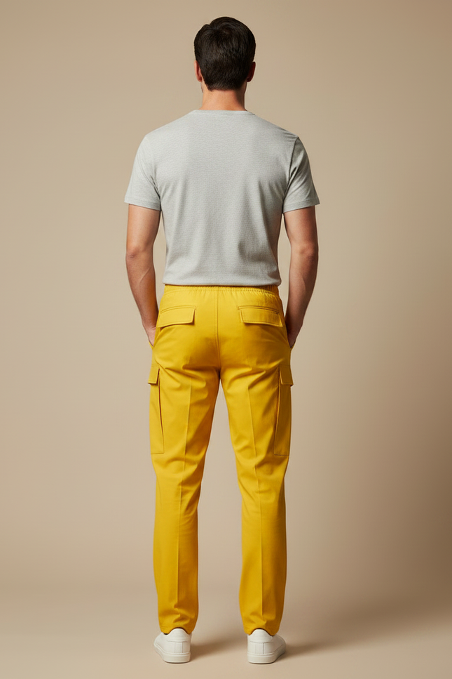 Pantalon De Pluie Jaune Cargo Coupe Droite Homme - Gabardine - vue 2