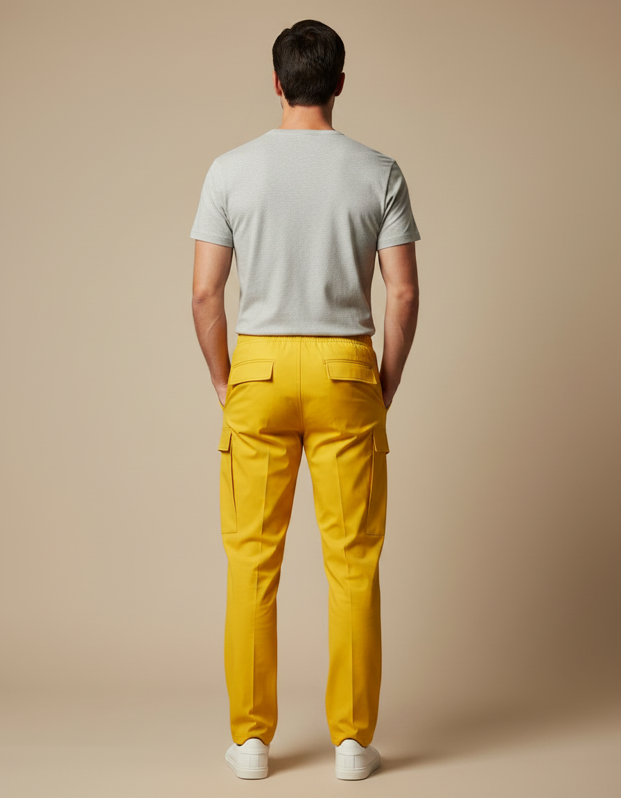 Pantalon De Pluie Jaune Cargo Coupe Droite Homme - Gabardine - vue 2