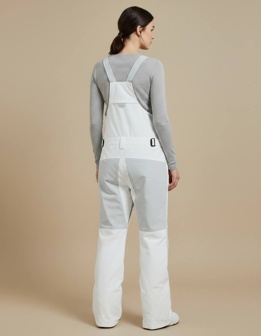 Pantalon De Pluie Blanc Bretelles Imperméable Femme Ski - Polyester - vue 2