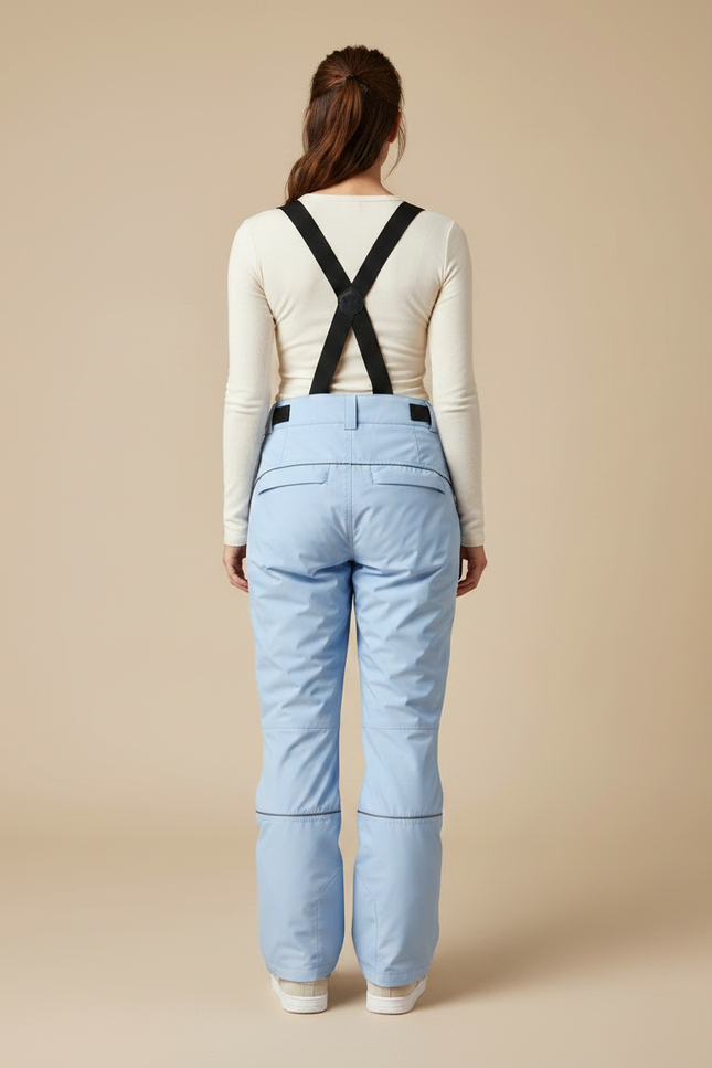Pantalon De Pluie Bleu Clair Imperméable Bretelles Ski Femme - Polyester - vue 2