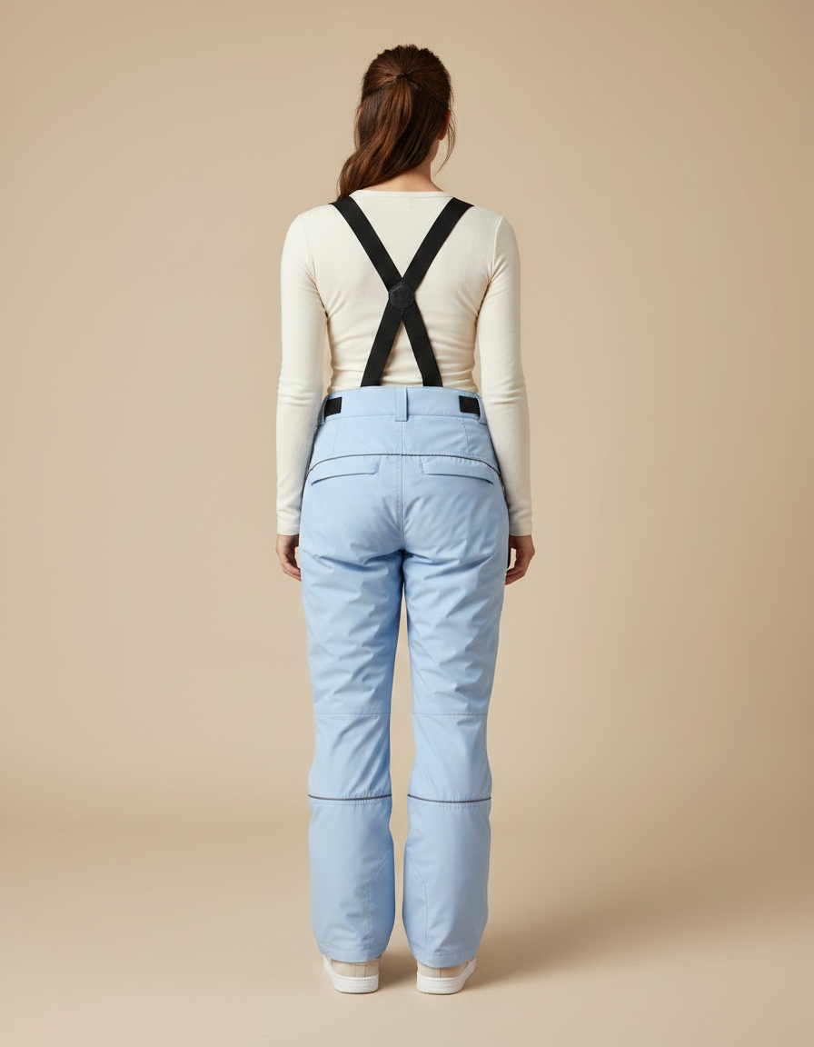 Pantalon De Pluie Bleu Clair Imperméable Bretelles Ski Femme - Polyester - vue 2