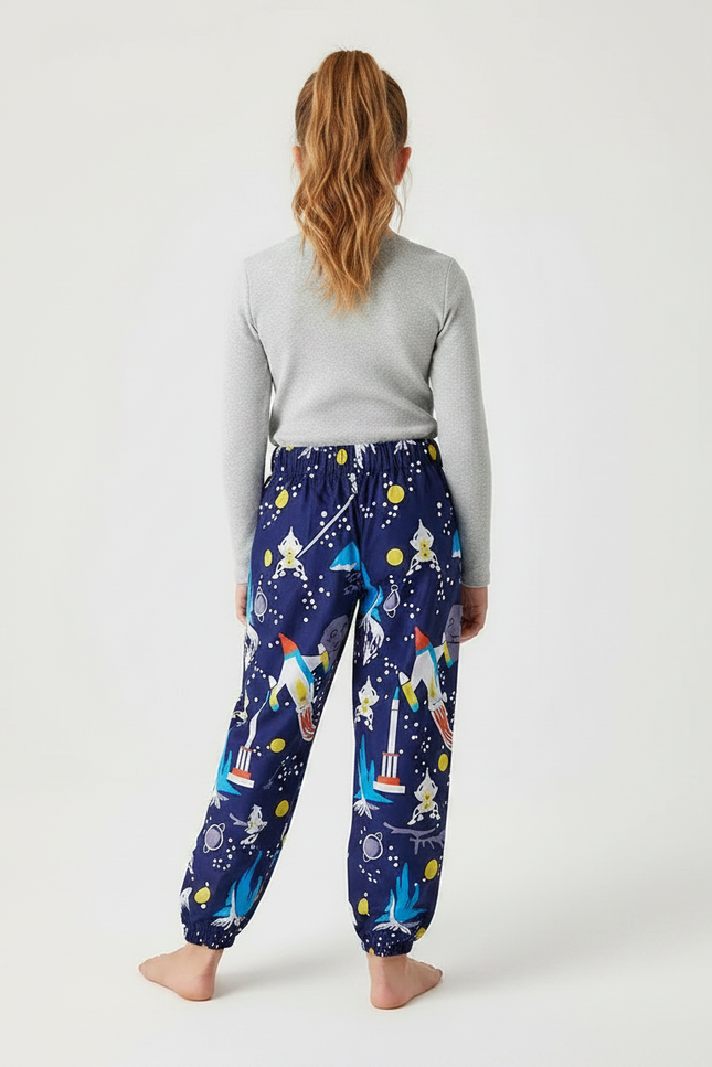 Pantalon De Pluie Bleu Marine Motifs Espace Enfant - Polyester - vue 2