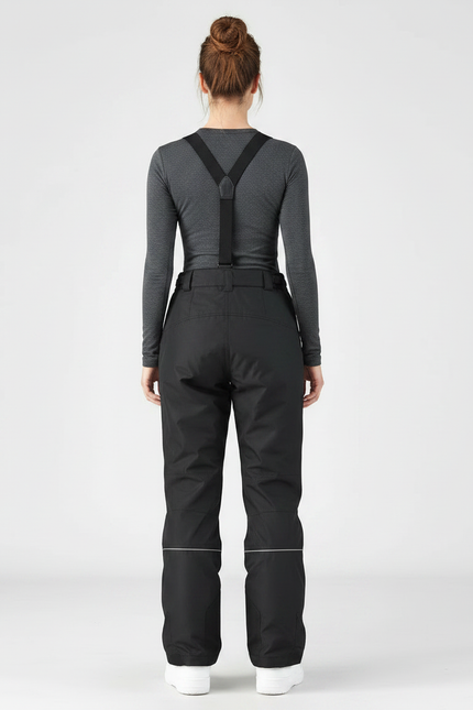 Pantalon De Pluie Noir Imperméable Bretelles Ski Femme - Polyester - vue 2