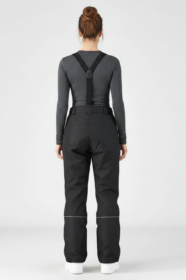 Pantalon De Pluie Noir Imperméable Bretelles Ski Femme - Polyester - vue 2