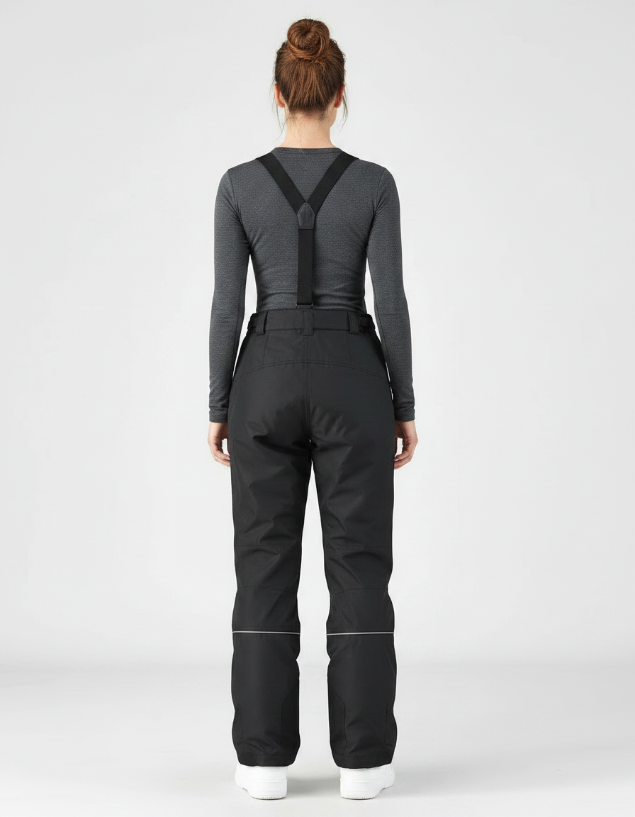 Pantalon De Pluie Noir Imperméable Bretelles Ski Femme - Polyester - vue 2