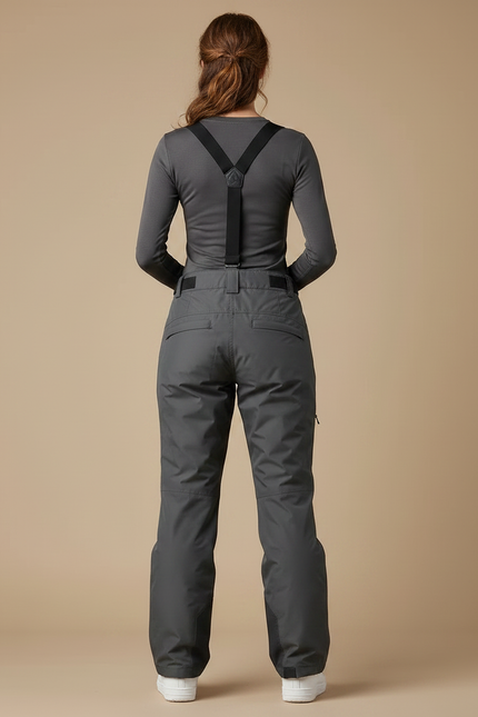 Pantalon De Pluie Gris Imperméable Bretelles Ski Femme - Polyester - vue 2