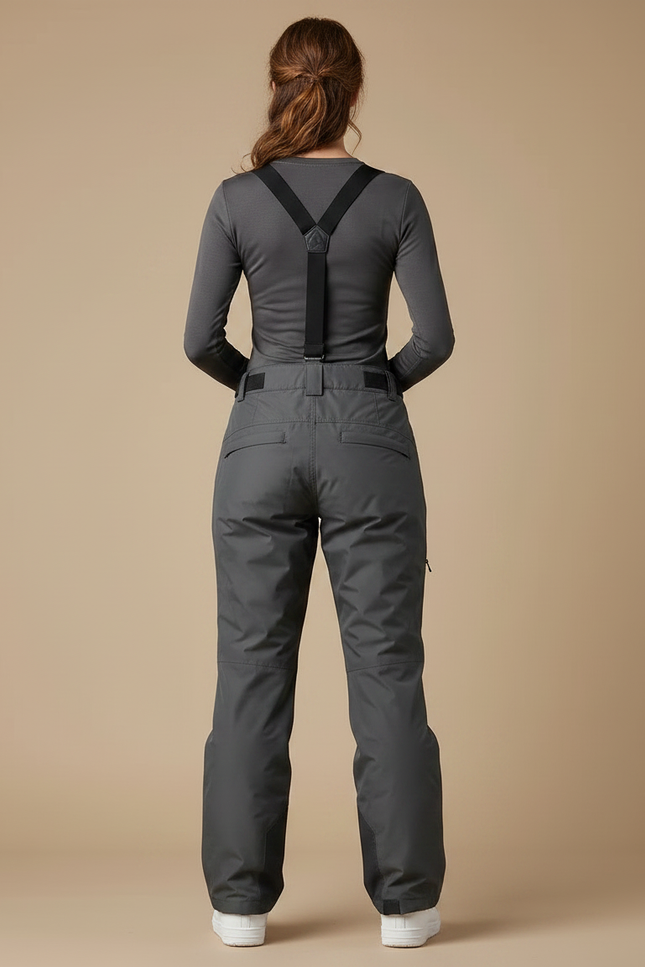 Pantalon De Pluie Gris Imperméable Bretelles Ski Femme - Polyester - vue 2
