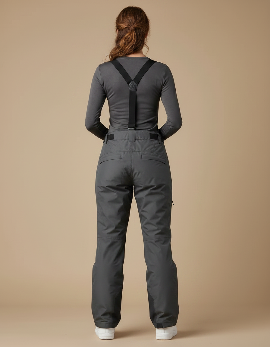 Pantalon De Pluie Gris Imperméable Bretelles Ski Femme - Polyester - vue 2