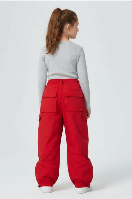 Pantalon De Pluie Rouge Ample Imperméable Cargo Enfant - Polyester - vue 2