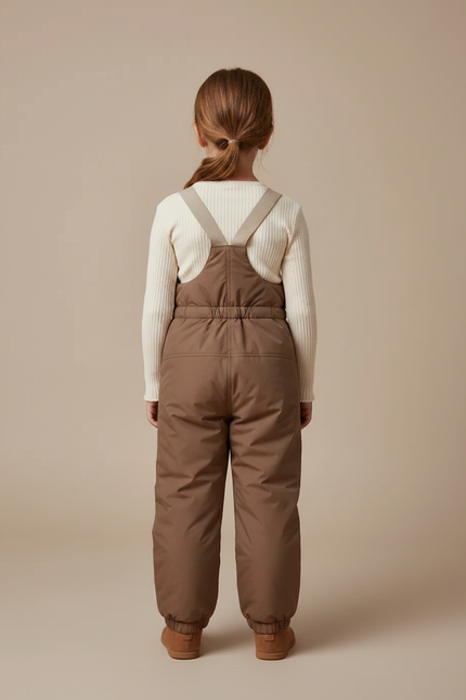 Pantalon De Pluie Marron Bretelles Matelassé Enfant Hiver - Polyester - vue 2