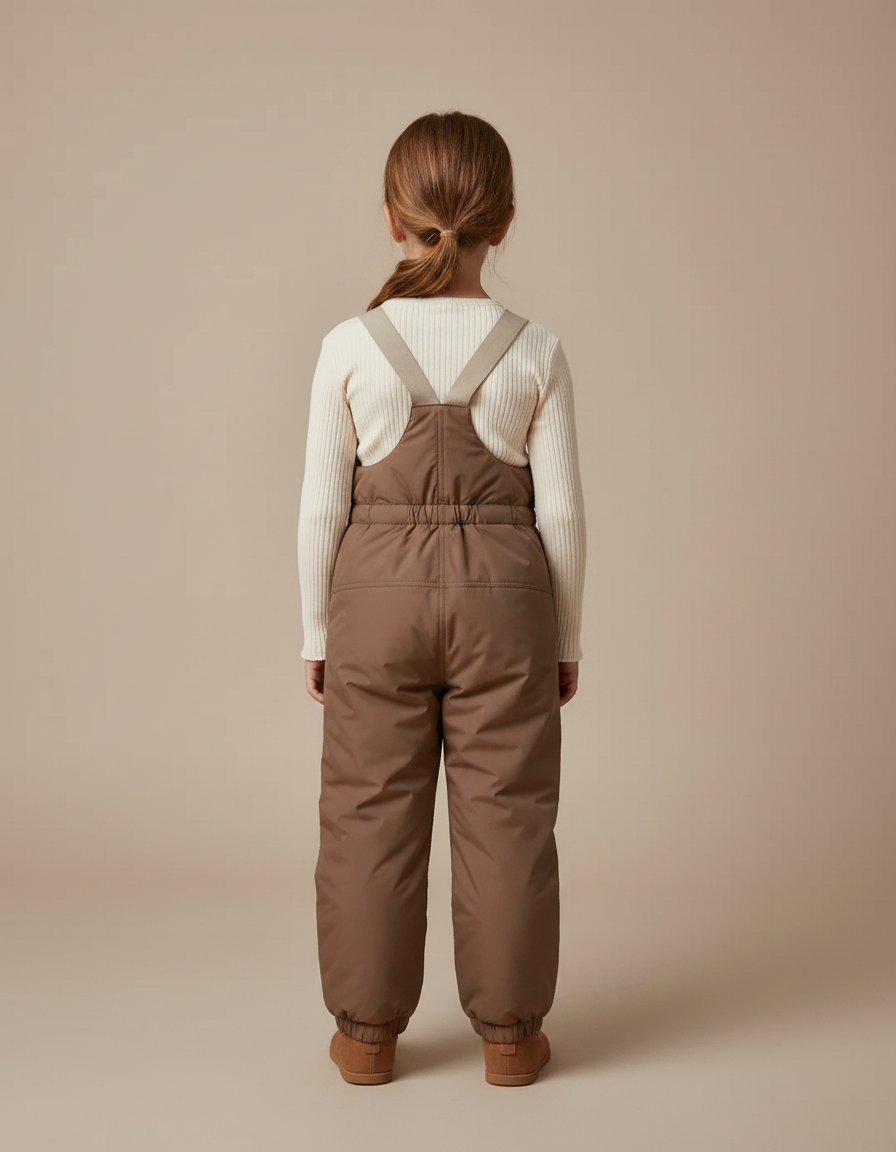 Pantalon De Pluie Marron Bretelles Matelassé Enfant Hiver - Polyester - vue 2