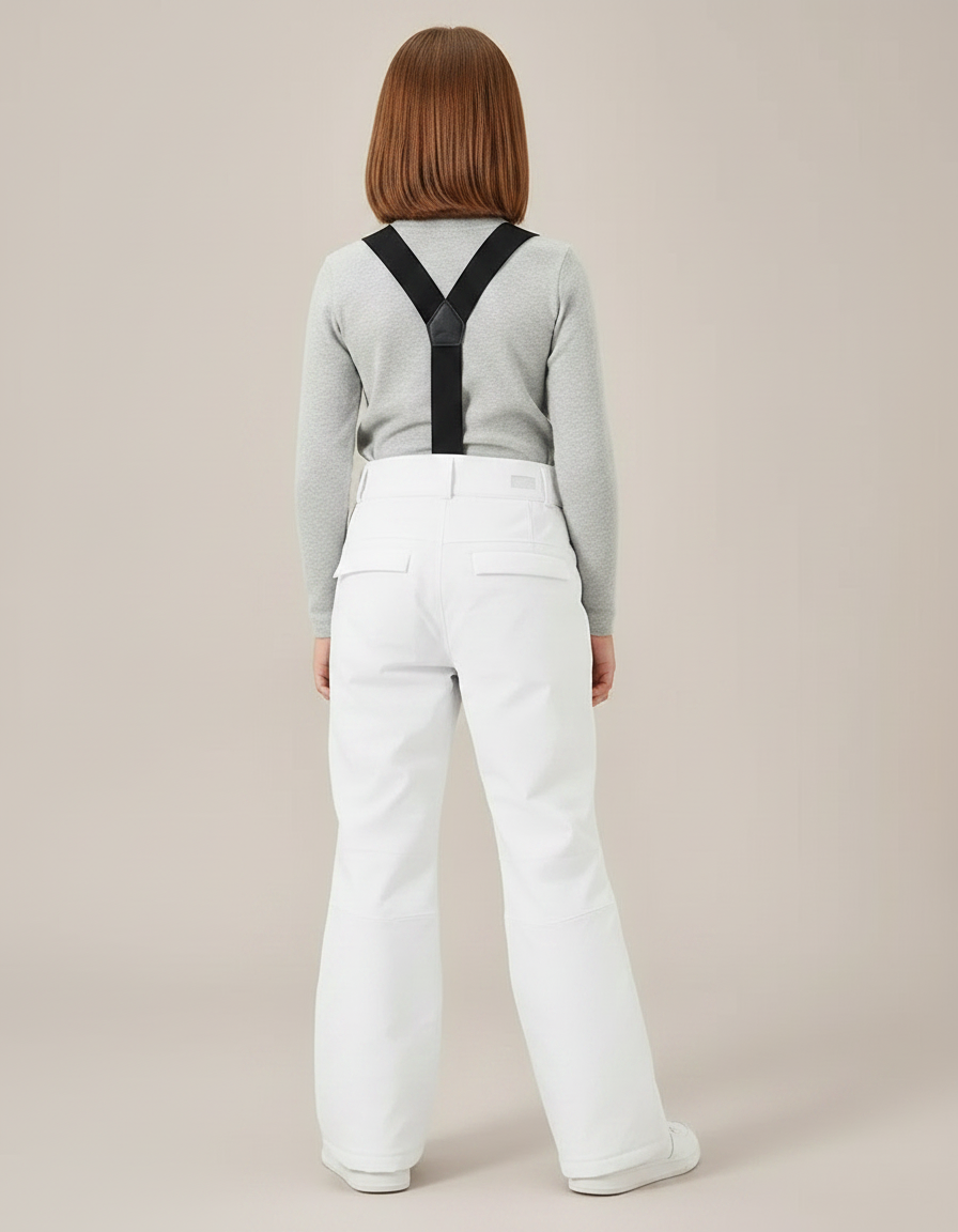 Pantalon De Pluie Blanc Imperméable Bretelles Unisexe Ski - Polyester - vue 2