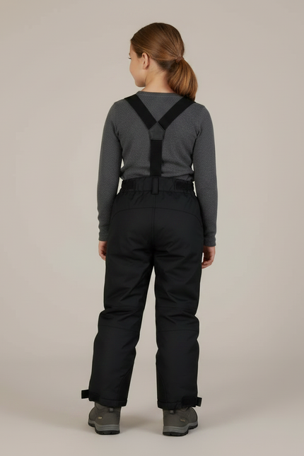 Pantalon De Pluie Noir Imperméable Enfant Ski Bretelles - Polyester - vue 2