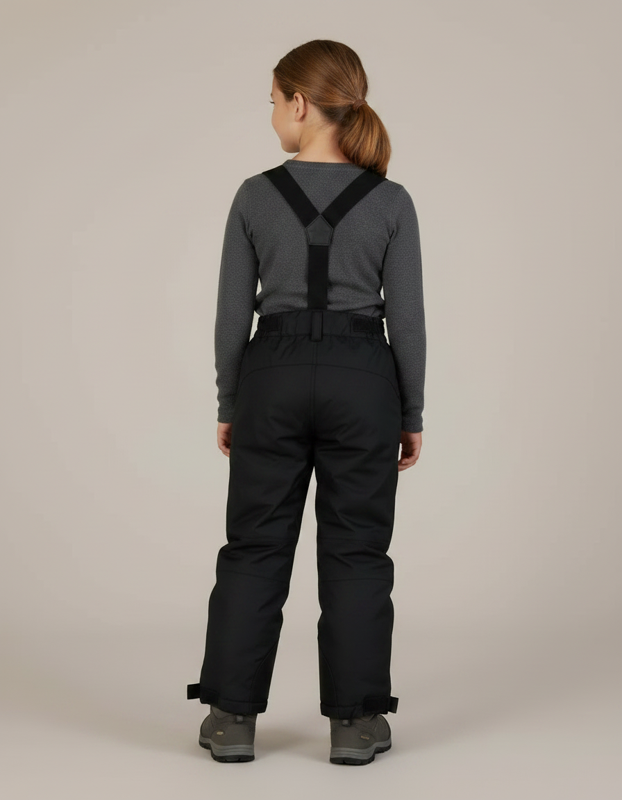 Pantalon De Pluie Noir Imperméable Enfant Ski Bretelles - Polyester - vue 2
