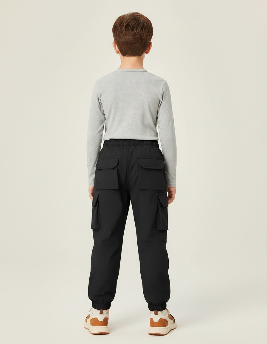 Pantalon De Pluie Noir Cargo Imperméable Enfant Hiver - Polyester - vue 2