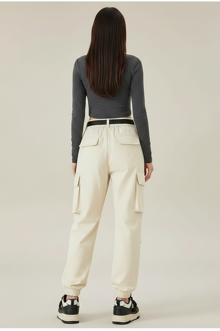 Pantalon De Pluie Beige Cargo Ample Ceinturé Femme - Gabardine - vue 2