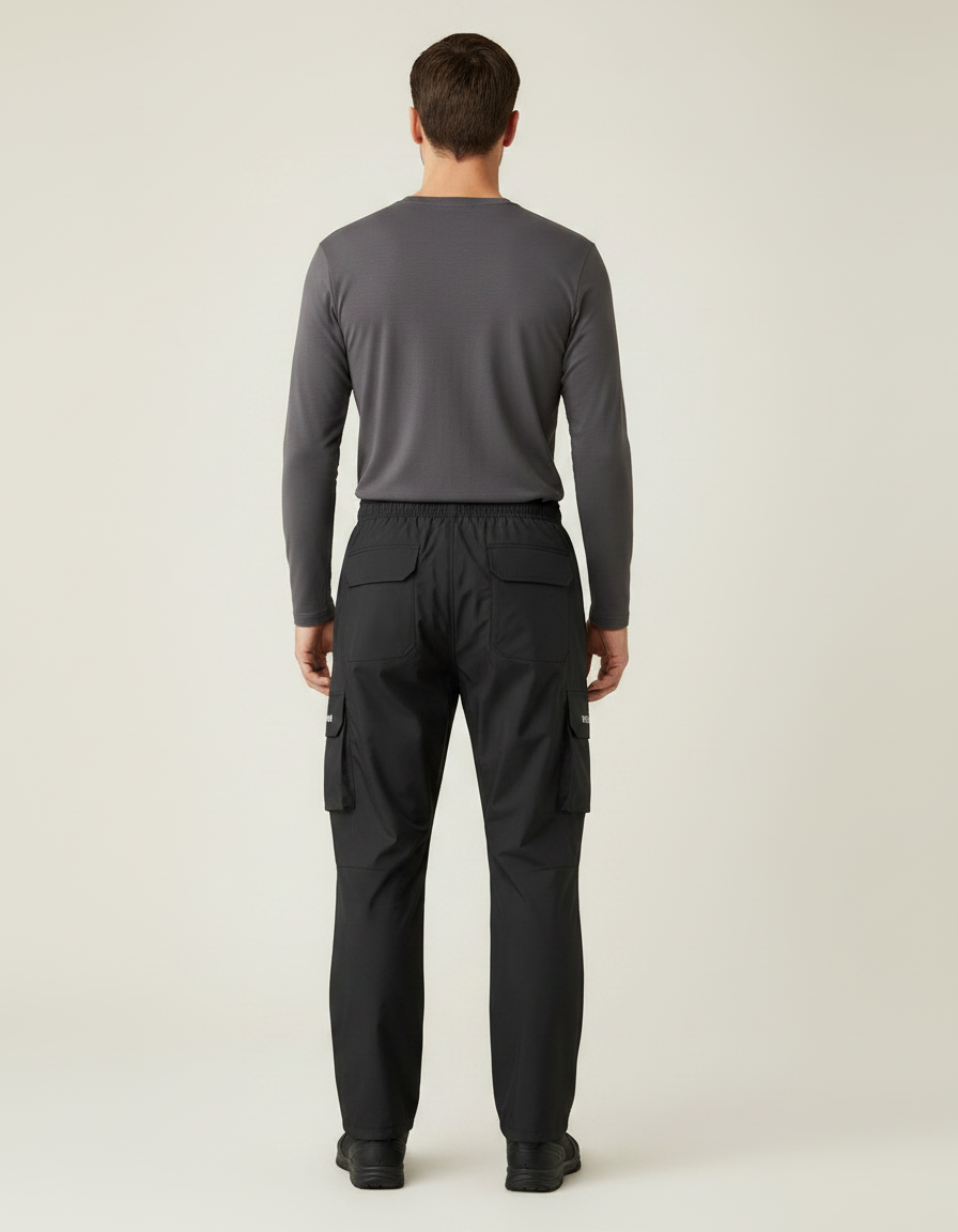 Pantalon De Pluie Noir Cargo Imperméable Sport Homme - Polyester - vue 2