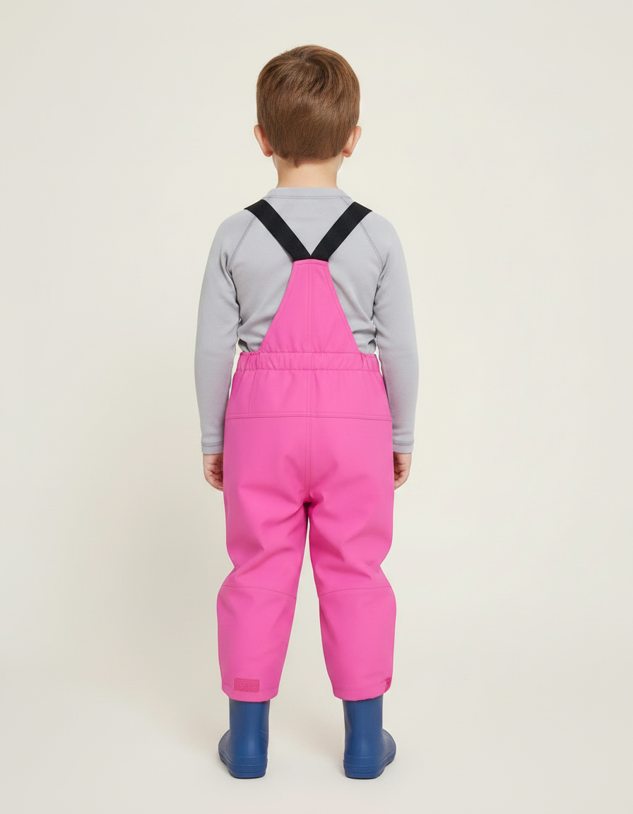 Pantalon De Pluie Enfant Imperméable Rose Bretelles - Polyester - vue 2