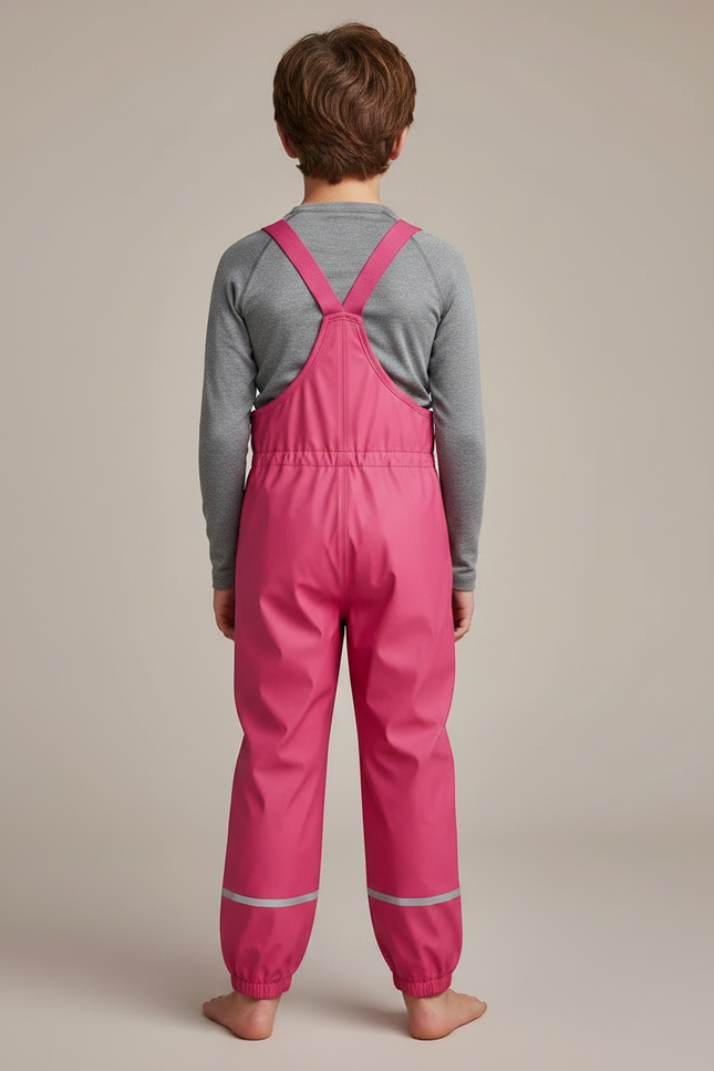 Pantalon De Pluie Rose Bretelles Réfléchissant Imperméable Enfant - Polyester - vue 2