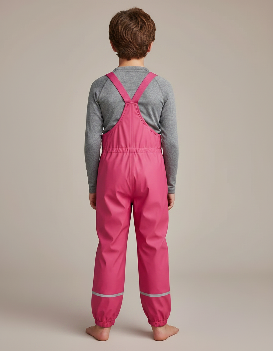 Pantalon De Pluie Rose Bretelles Réfléchissant Imperméable Enfant - Polyester - vue 2