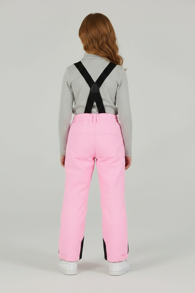 Pantalon De Pluie Rose Imperméable Bretelles Enfant Hiver Ski - Polyester - vue 2