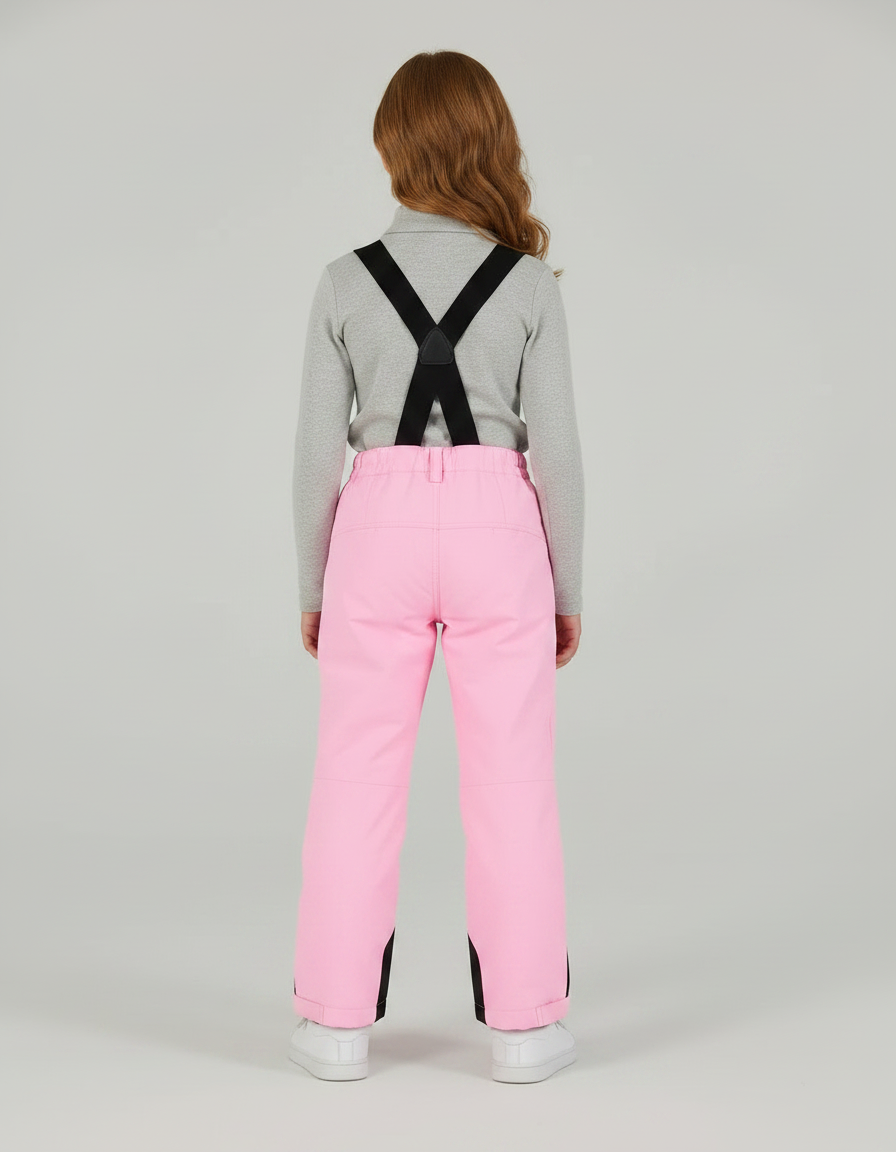 Pantalon De Pluie Rose Imperméable Bretelles Enfant Hiver Ski - Polyester - vue 2
