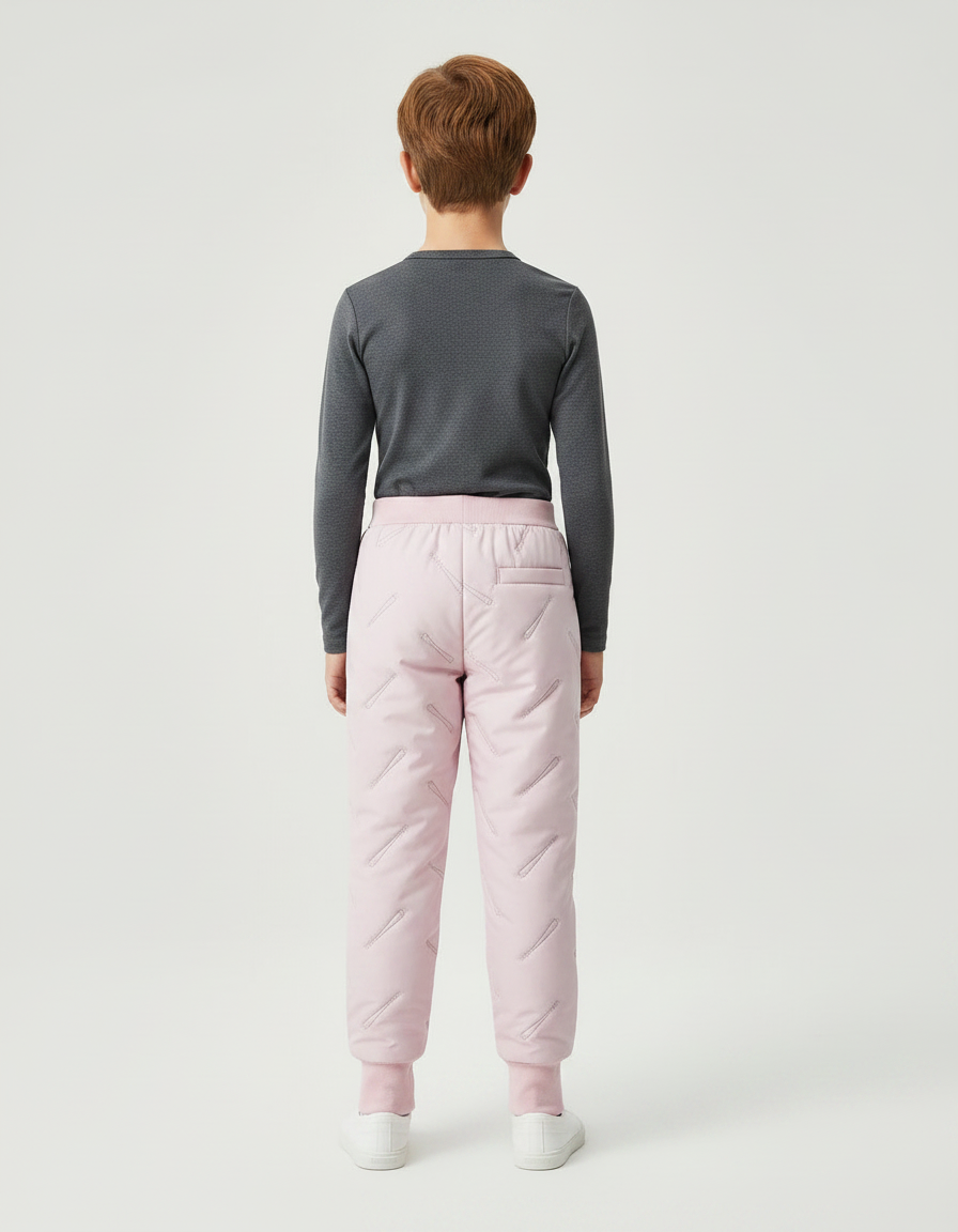 Pantalon De Pluie Rose Matelassé Imperméable Élastique Enfant - Polyester - vue 2