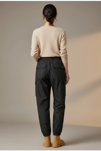 Pantalon De Pluie Noir Cargo Ample Femme Sportif - Polyester - vue 2