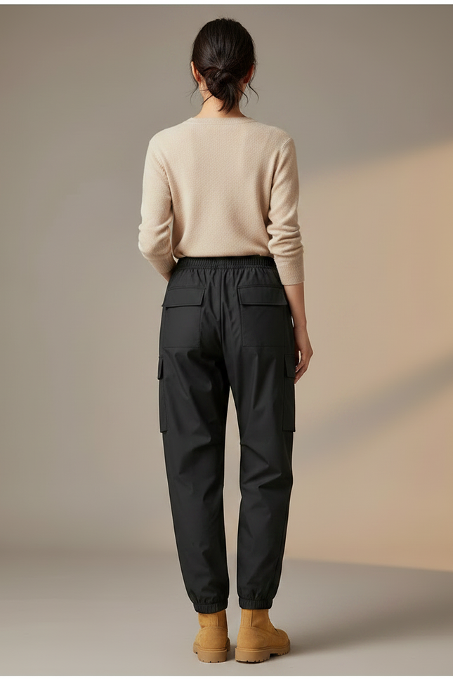 Pantalon De Pluie Noir Cargo Ample Femme Sportif - Polyester - vue 2
