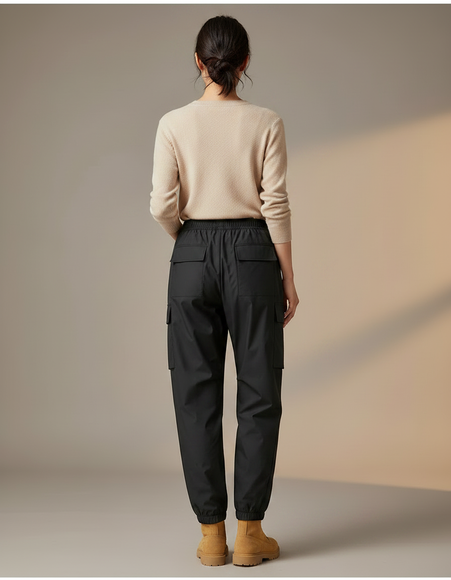 Pantalon De Pluie Noir Cargo Ample Femme Sportif - Polyester - vue 2