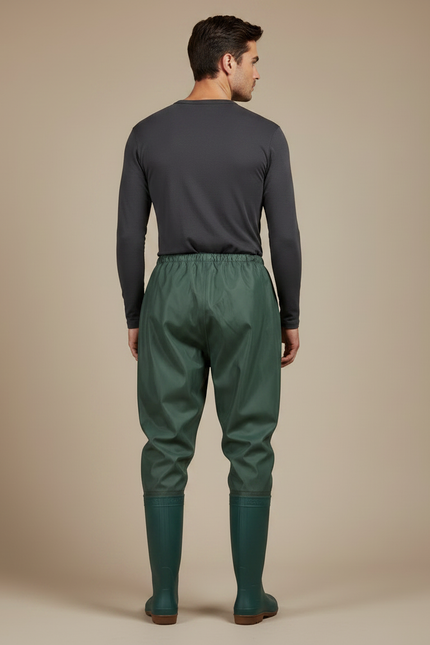 Pantalon De Pluie Vert Imperméable Unisexe Ample - Polyester - vue 2