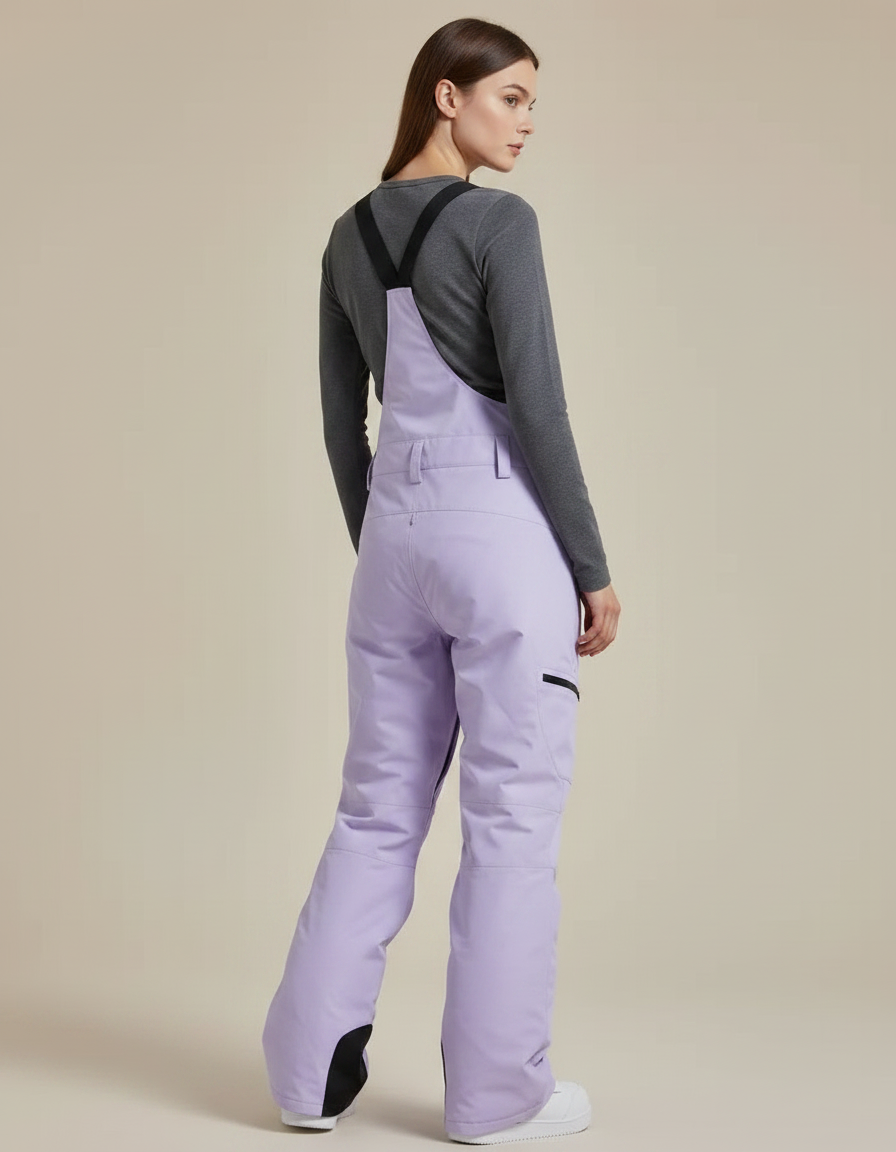 Pantalon De Pluie Lilas Bretelles Imperméable Ski Femme - Violet Polyester - vue 2