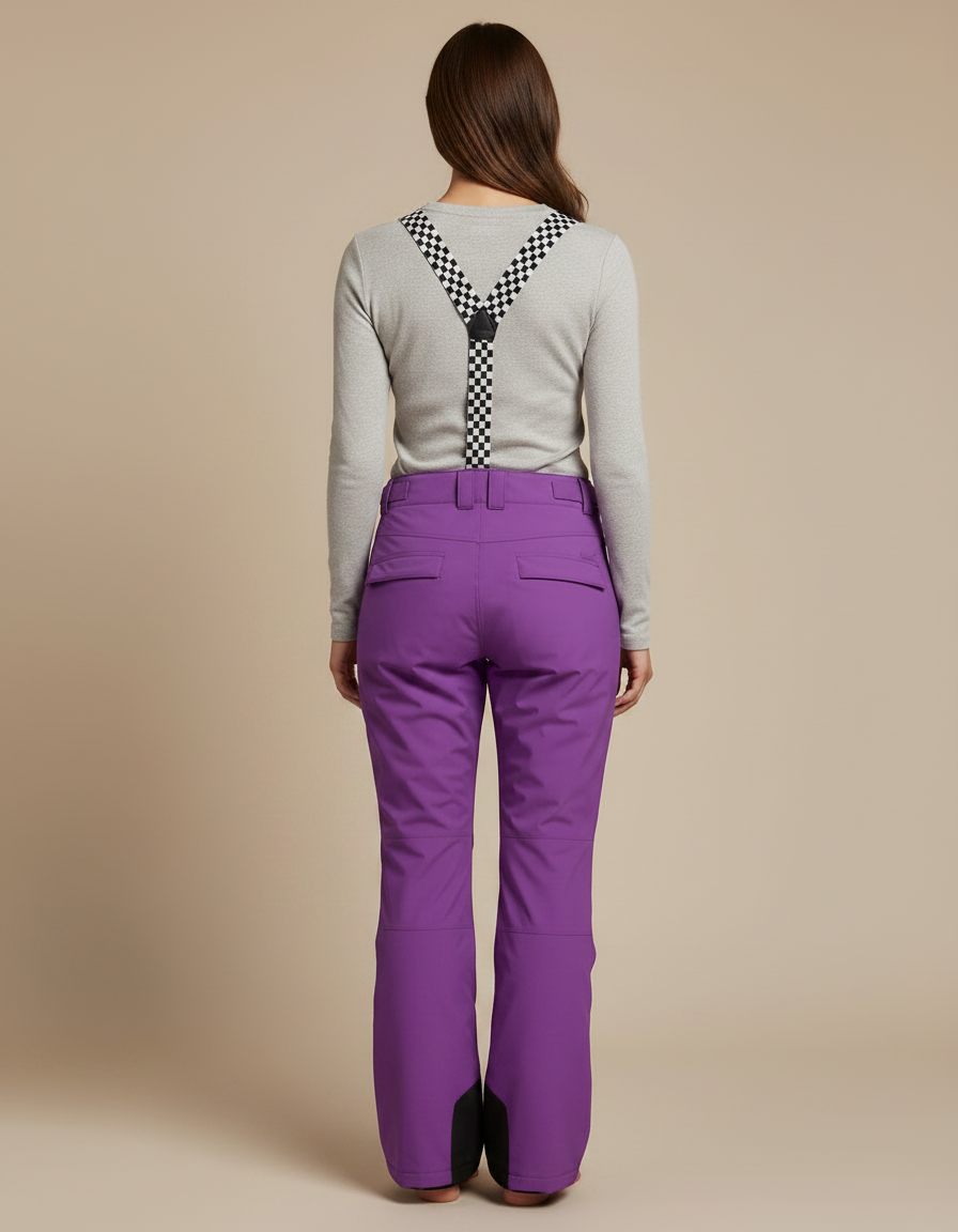Pantalon De Pluie Violet Ample Bretelles Imperméable Ski - Polyester - vue 2