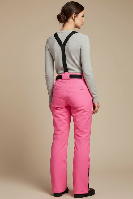 Pantalon De Pluie Rose Bretelles Amovibles Femme Ski - Polyester - vue 2