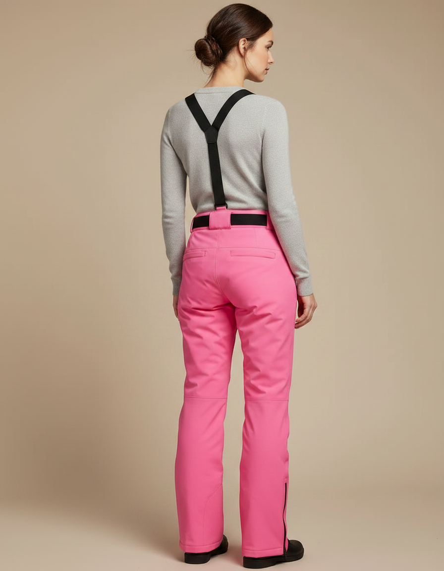 Pantalon De Pluie Rose Bretelles Amovibles Femme Ski - Polyester - vue 2