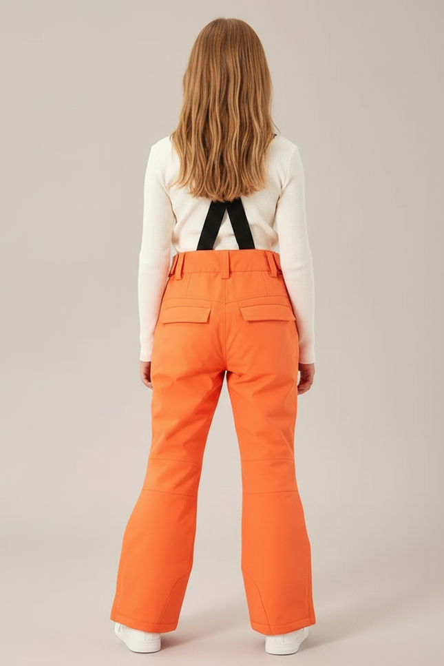 Pantalon De Pluie Orange Imperméable Bretelles Enfant Ski - Polyester - vue 2