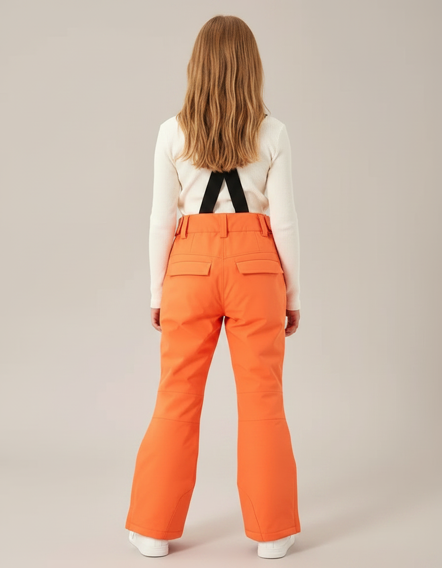Pantalon De Pluie Orange Imperméable Bretelles Enfant Ski - Polyester - vue 2