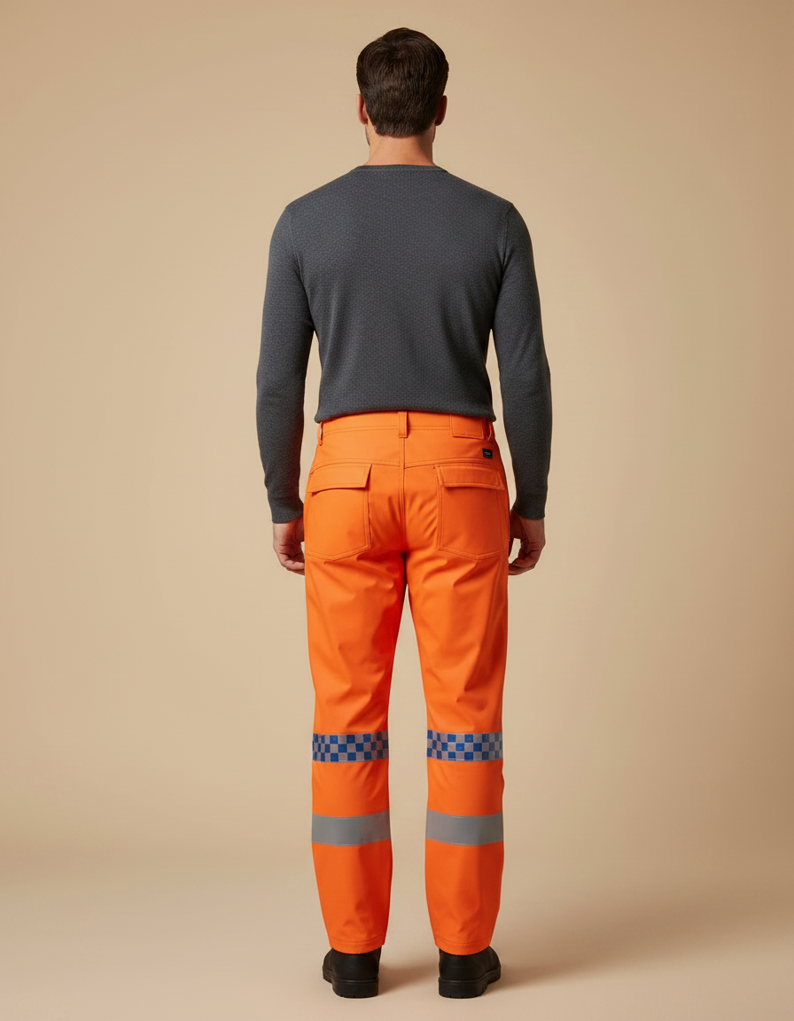 Pantalon De Pluie Orange Réfléchissant Imperméable Sécurité Homme - Polyester - vue 2