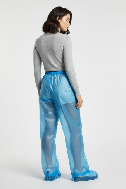 Pantalon De Pluie Transparent Bleu Imperméable Unisexe Léger - Polyester - vue 2